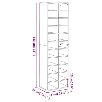 Skoskap svart 54x34x183 cm sponplate