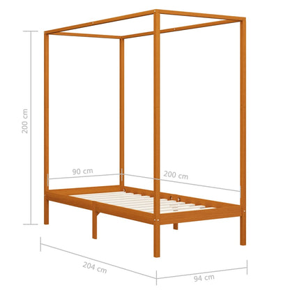 Himmelsengeramme honningbrun heltre furu 90x200 cm