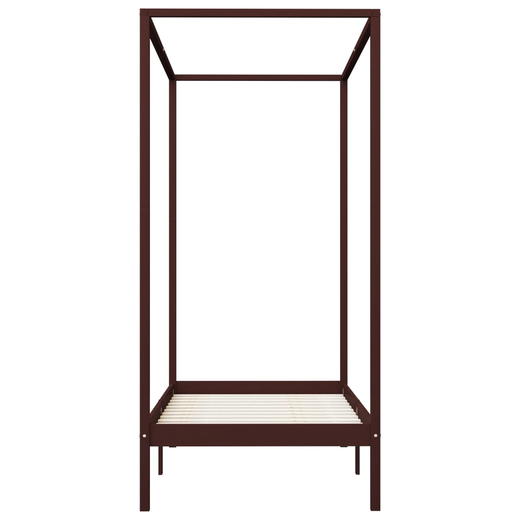 Himmelsengeramme mørkebrun heltre furu 100x200 cm