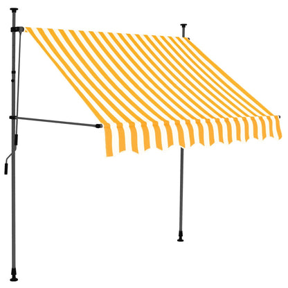Manuell uttrekkbar markise med LED 150 cm hvit og oransje