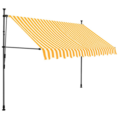 Manuell uttrekkbar markise med LED 300 cm hvit og oransje