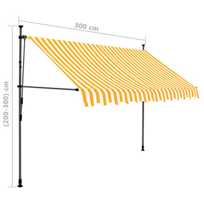 Manuell uttrekkbar markise med LED 300 cm hvit og oransje