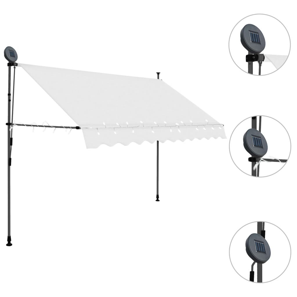 Manuell uttrekkbar markise med LED 250 cm kremhvit