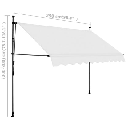 Manuell uttrekkbar markise med LED 250 cm kremhvit