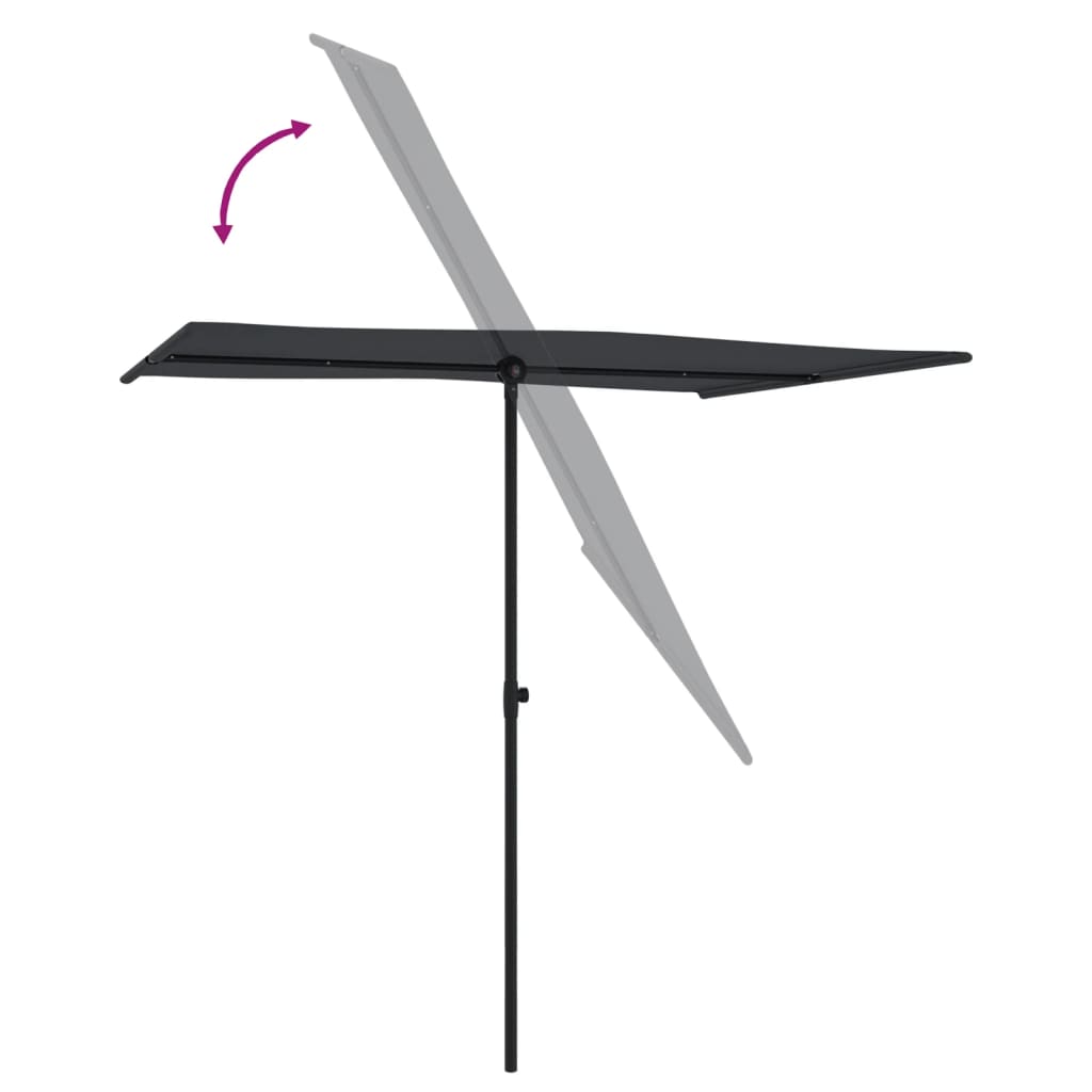 Hageparasoll med aluminiumsstang 2x1,5 m grønn