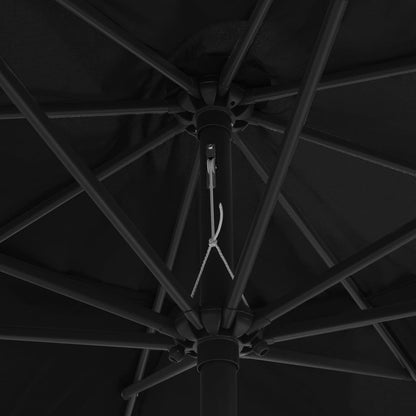 Hageparasoll med metallstang 390 cm svart
