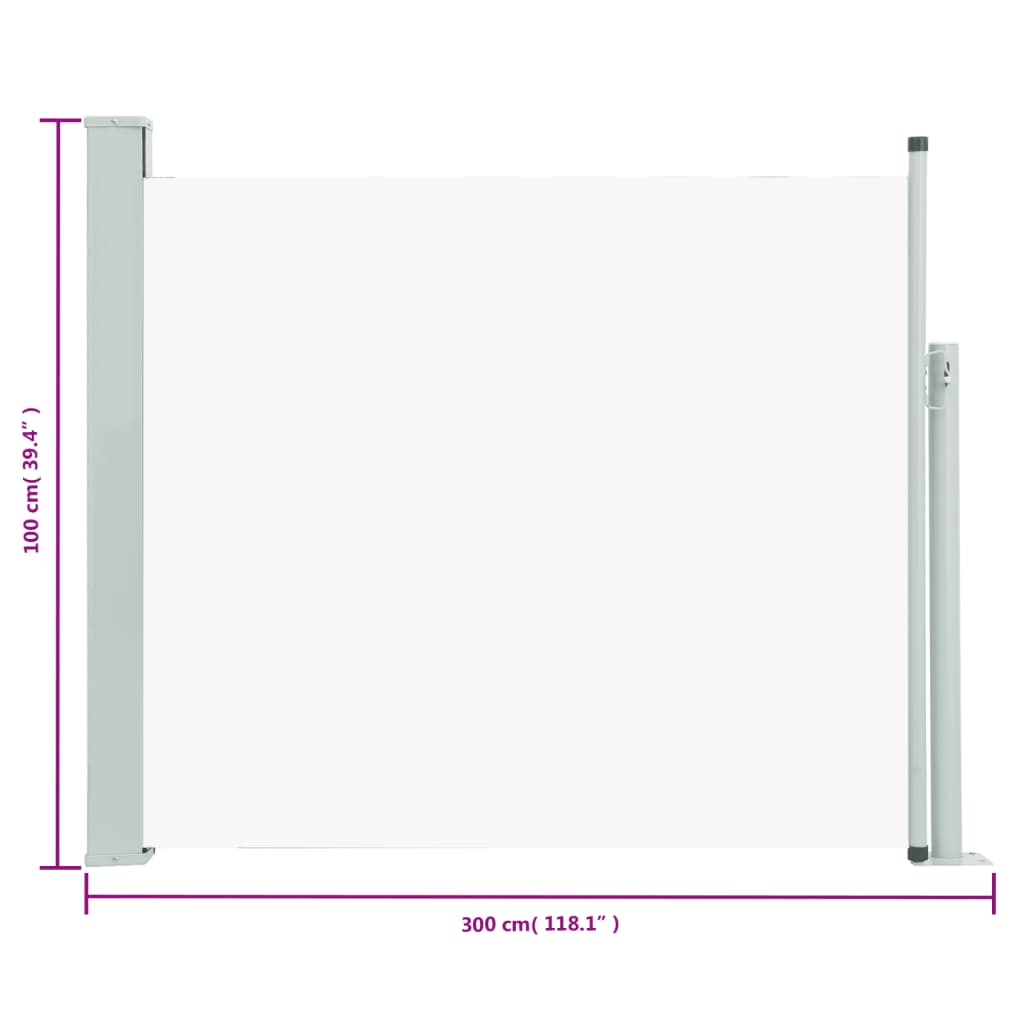 Uttrekkbar sidemarkise 100x300 cm kremhvit