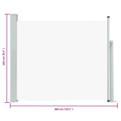 Uttrekkbar sidemarkise 100x300 cm kremhvit