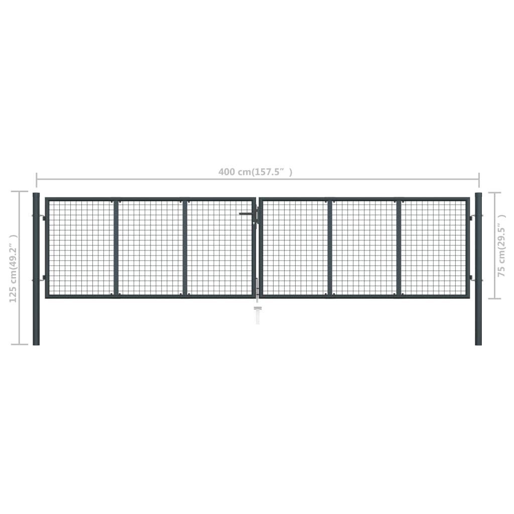 Hageport netting galvanisert stål 400x125 cm grå