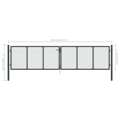 Hageport netting galvanisert stål 400x125 cm grå