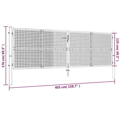 Hageport netting galvanisert stål 400x175 cm grå
