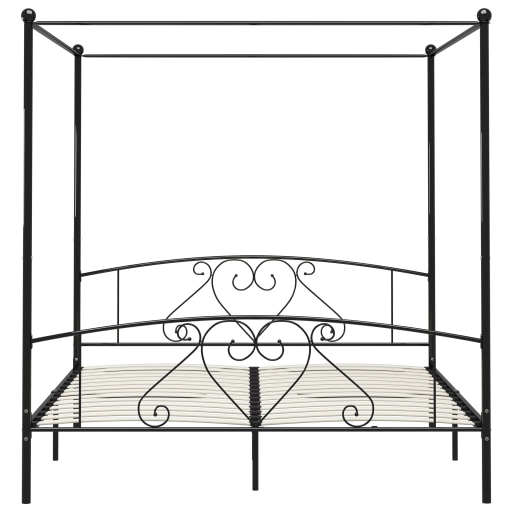 Himmelsengeramme svart metall 200x200 cm