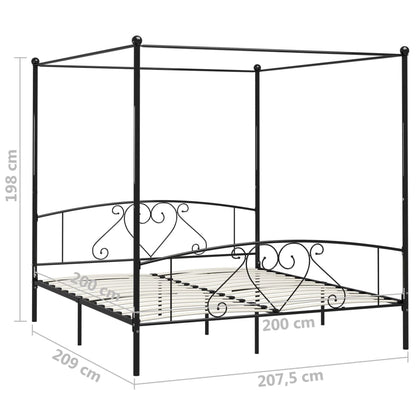 Himmelsengeramme svart metall 200x200 cm