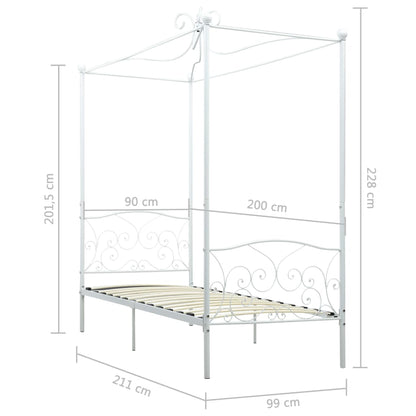 Himmelsengeramme hvit metall 90x200 cm