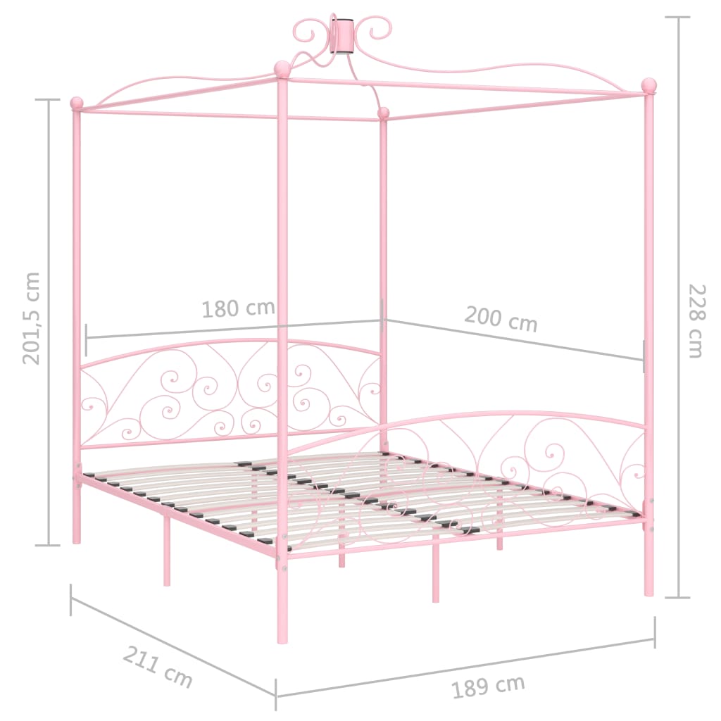 Himmelsengeramme rosa metall 180x200 cm