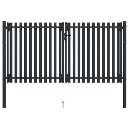 Hageport med dobbel dør stål 306x220 cm antrasitt