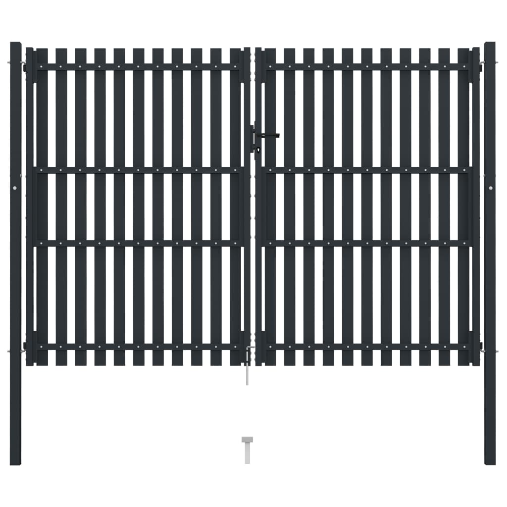 Hageport med dobbel dør stål 306x200 cm antrasitt