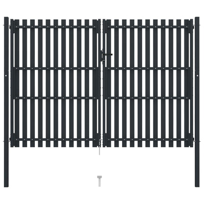 Hageport med dobbel dør stål 306x200 cm antrasitt