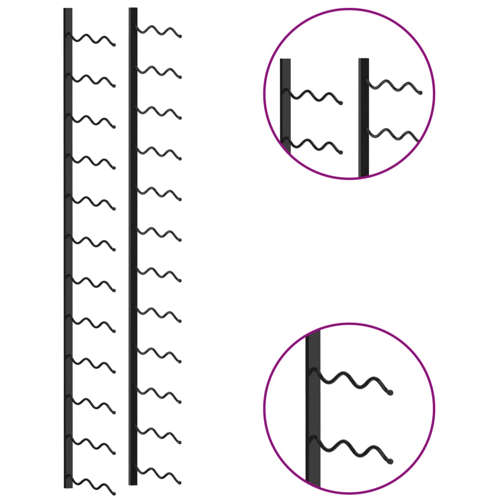 Veggmontert vinstativ for 24 flasker svart jern