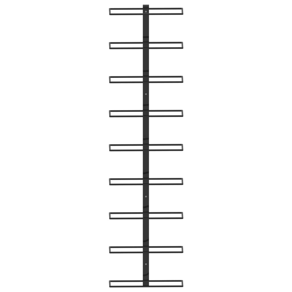 Veggmontert vinstativ for 9 flasker svart jern