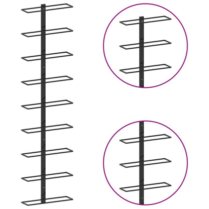 Veggmontert vinstativ for 9 flasker svart jern