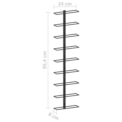 Veggmontert vinstativ for 9 flasker svart jern