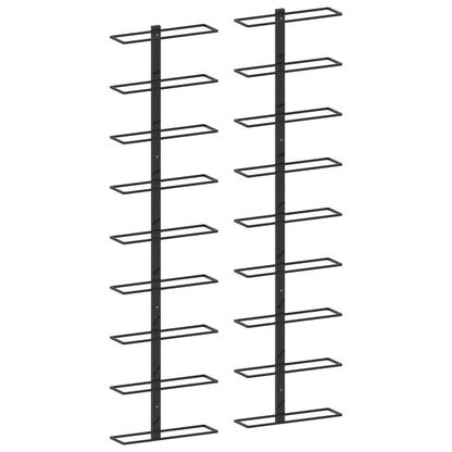 Veggmonterte vinstativer for 18 flasker 2 stk svart jern