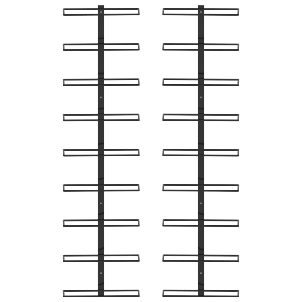 Veggmonterte vinstativer for 18 flasker 2 stk svart jern