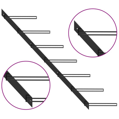 Veggmontert vinstativ for 7 flasker svart metall