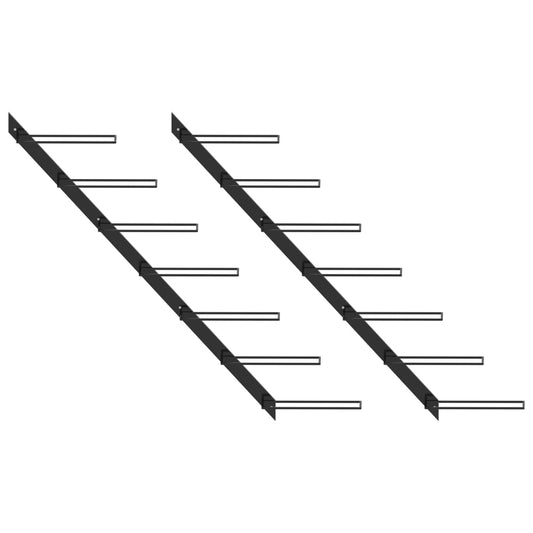 Veggmonterte vinstativer for 14 flasker 2 stk svart metall
