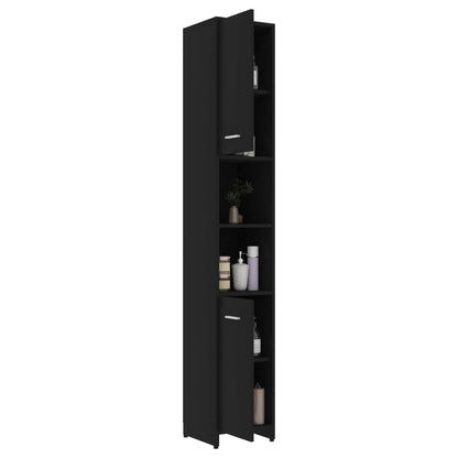 Baderomsskap svart 30x30x183,5 cm konstruert tre