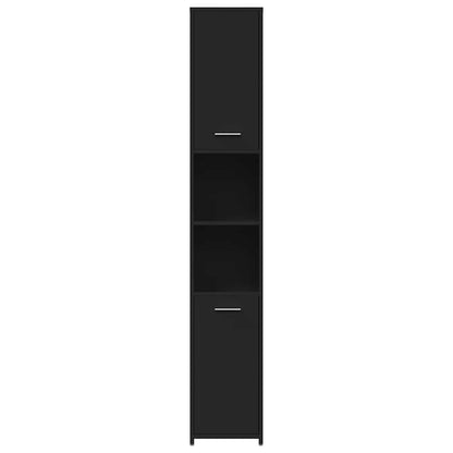 Baderomsskap svart 30x30x183,5 cm konstruert tre
