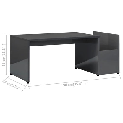Salongbord høyglans grå 90x45x35 cm konstruert tre