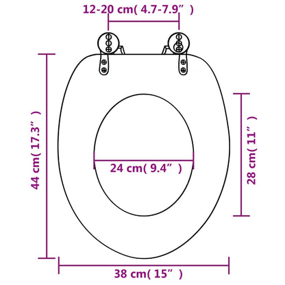 WC Toalettsete med lokk MDF dyphavsdesign