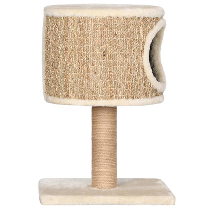 Kattetre med kattehus og klorestolpe 52 cm sjøgress