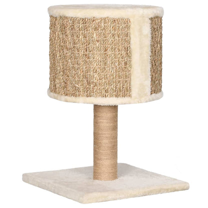 Kattetre med kattehus og klorestolpe 52 cm sjøgress