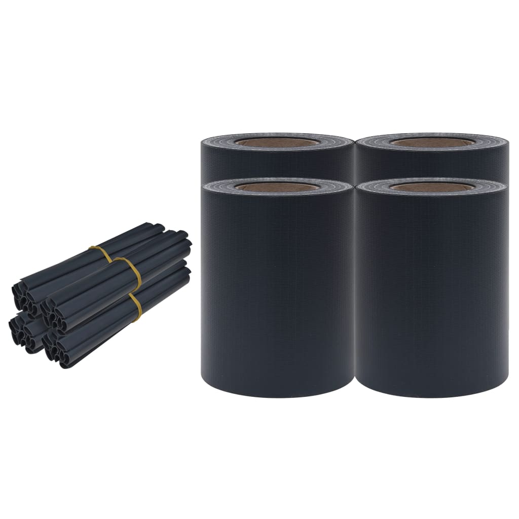 Hageskjerm 4 stk PVC 35x0,19 m matt mørkegrå