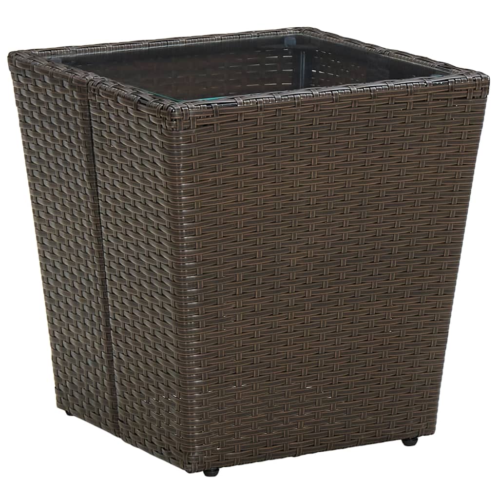 Tebord brun 41,5x41,5x44 cm polyrotting og herdet glass