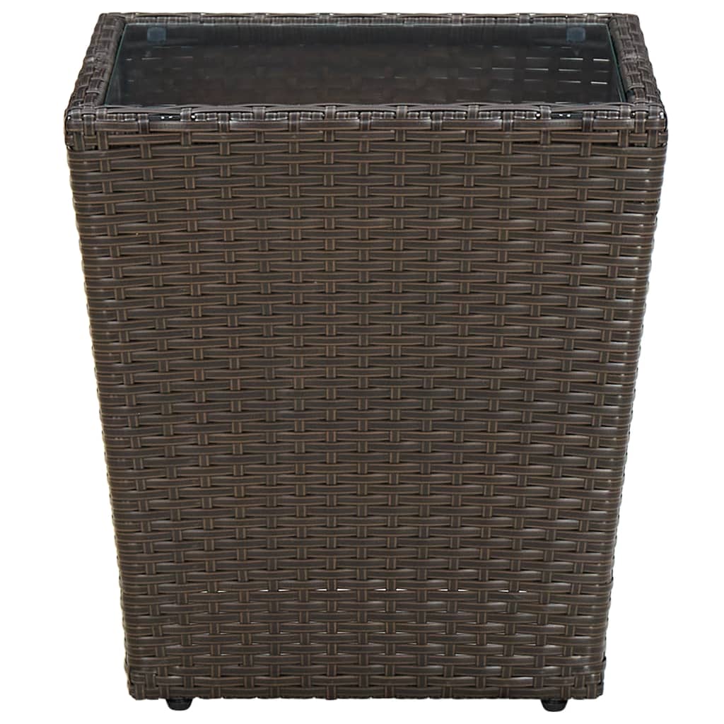 Tebord brun 41,5x41,5x44 cm polyrotting og herdet glass