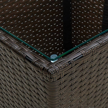 Tebord brun 41,5x41,5x44 cm polyrotting og herdet glass