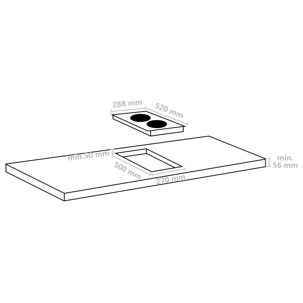 Induksjonstopp med 2 plater Flexizone berøringskontroll 3500W