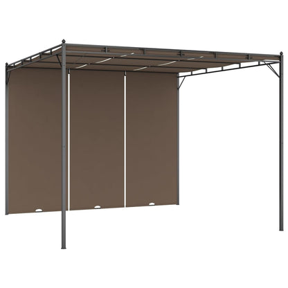 Hagepaviljong med sidegardin 3x3x2,25 m gråbrun