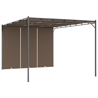 Hagepaviljong med sidegardin 4x3x2,25 m gråbrun