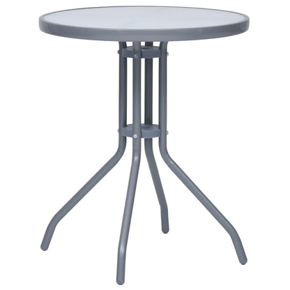 Hagebord lysegrå 60 cm stål og glass