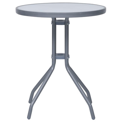 Hagebord lysegrå 60 cm stål og glass