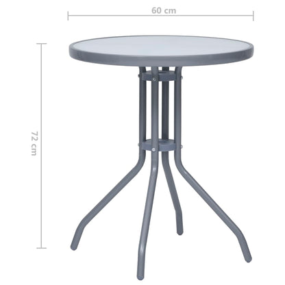 Hagebord lysegrå 60 cm stål og glass