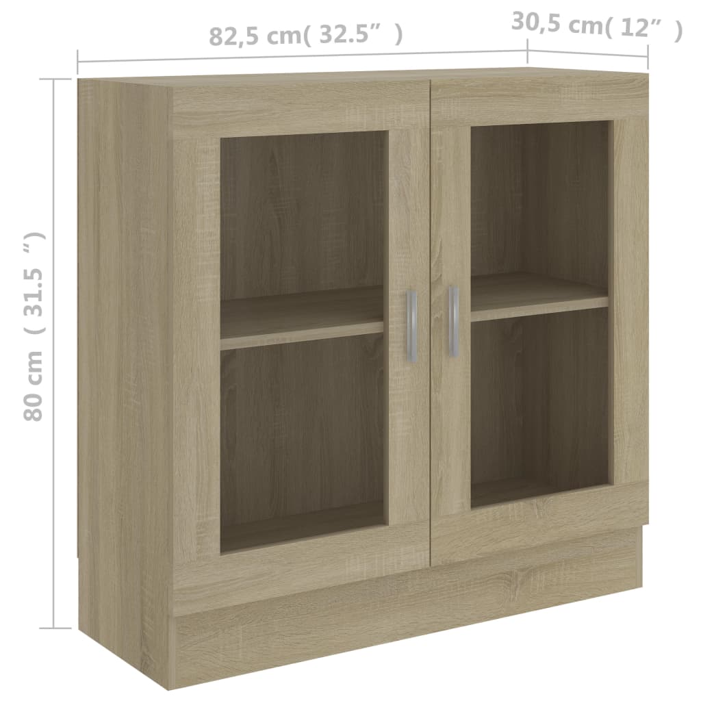 Vitrine sonoma eik 82,5x30,5x80 cm konstruert tre