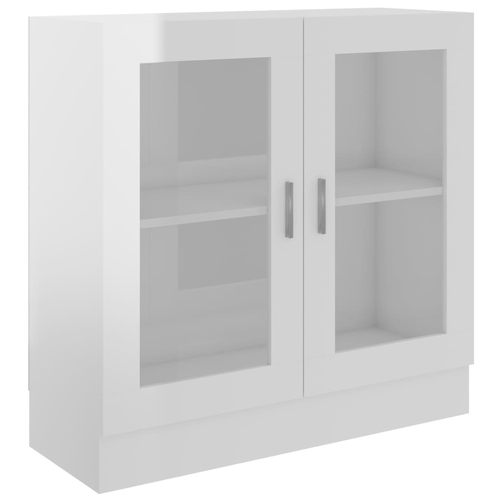 Vitrine høyglans hvit 82,5x30,5x80 cm konstruert tre