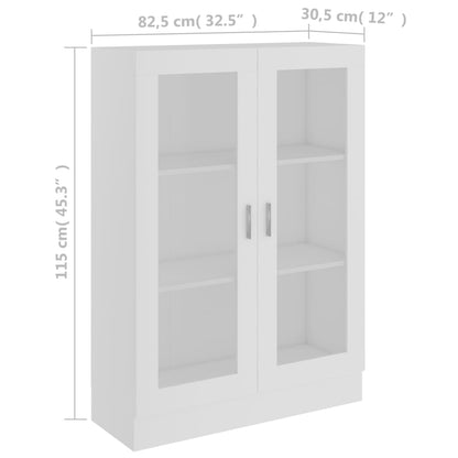 Vitrine hvit 82,5x30,5x115 cm konstruert tre