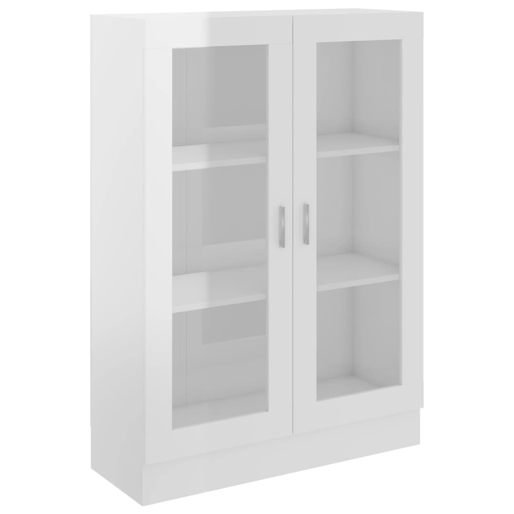 Vitrine høyglans hvit 82,5x30,5x115 cm konstruert tre